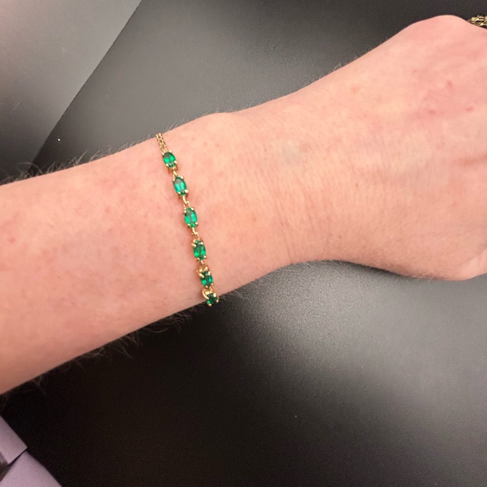 10K YG  Emerald Chain Link Bracelet Yellow Gold 10k 10KT 10kt 10 karat - Picture 3 of 10